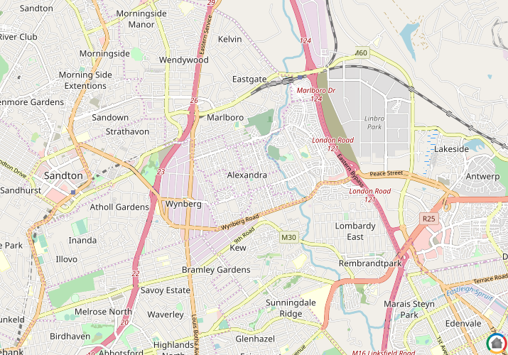 Map location of Alexandra